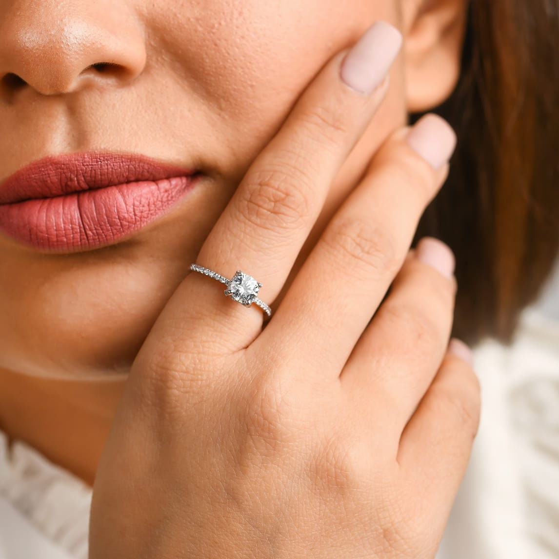 Round Swarovski Crystal Engagement Ring 925 Sterling Silver Etsy