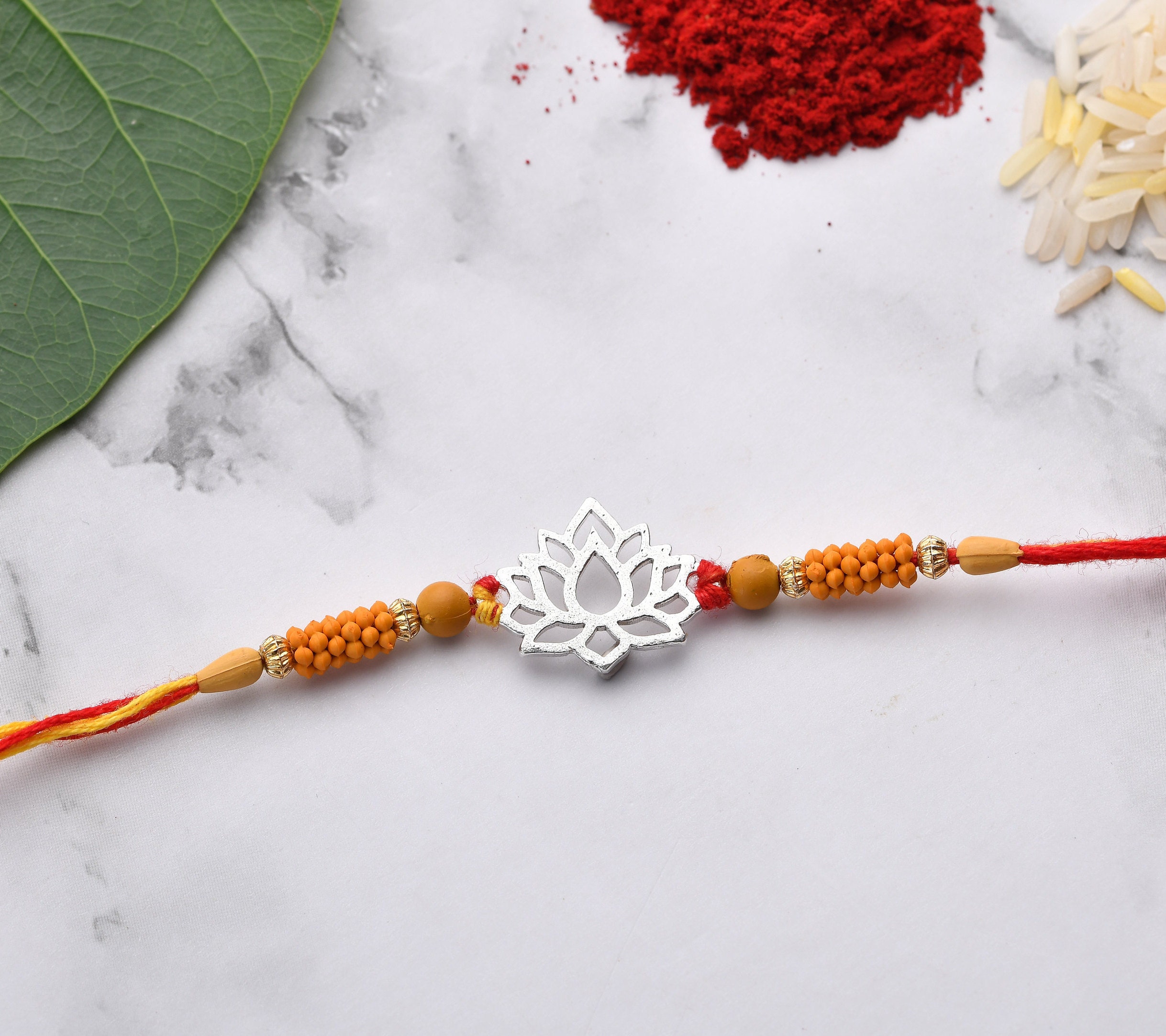 Lotus flower Sterling Silver Rakhi Rakha Bandhan Gift for