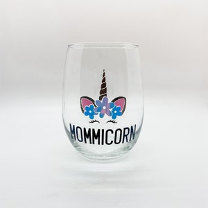 Mommicorn, mom gift, mom wine glass, mother&#39;s day, mother&#39;s day gift, gift for mom - Wine Glass and/or Gift Bundle