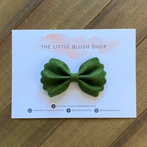 Wool felt bow, wool bow, felt bow, pinch bow, fall bow, winter bow, girls bow, girls hair bow, baby bow, newborn bow - Meadow