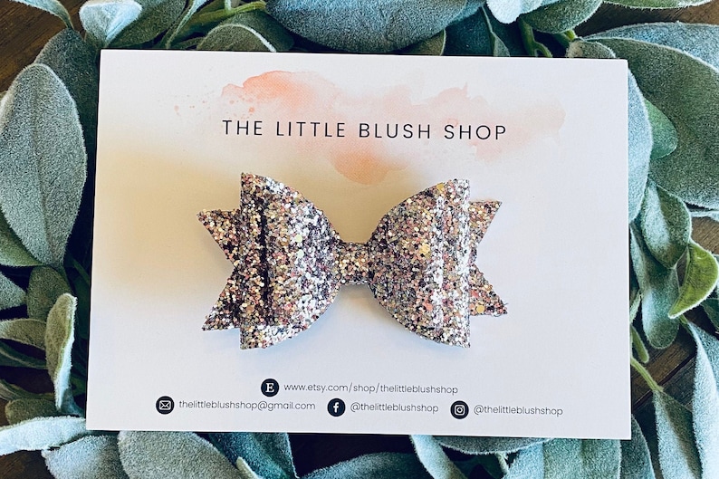 baby bow newborn bow glitter hair bow chunky glitter hair bow Glitter bow girls hair bow Pink girls bow