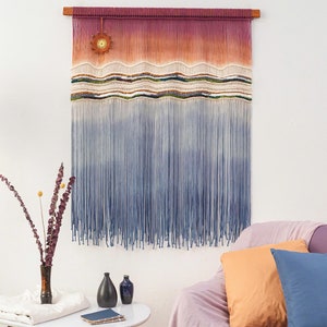 Large boho wall decor Tapestry mountain art Macrame Yarn wall hanging wall art farmhouse living room bedroom entryway wall decor