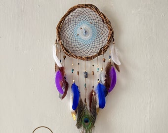 Rustic handmade dreamcatcher, gifts for friends, meaningful gifts for loved ones, Dream catcher hanging by the bed.