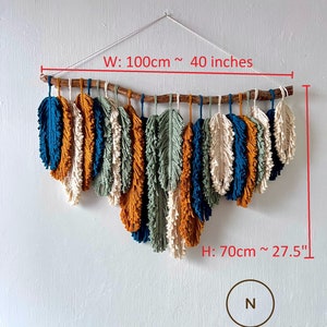 Rustic handmade leaves hanging on the wall, macrame feather wall hanging, gift for mom, home decoration, nursery decoration, macrame wall