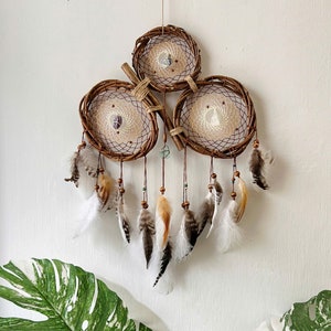 Gifts from nature, natural handmade gifts, Boho dreamcatcher, native dreamcatcher, boho home decor, gift for mom, quartz stone dreamcatcher