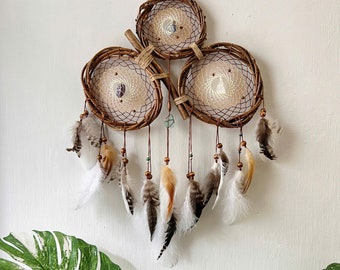 Gifts from nature, natural handmade gifts, Boho dreamcatcher, native dreamcatcher, boho home decor, gift for mom, quartz stone dreamcatcher