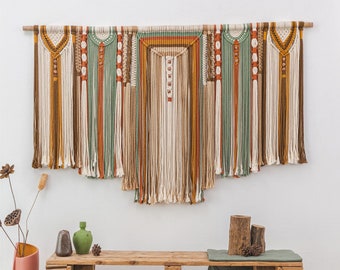 Extra Large Macrame Wall Hanging, Abstract Textile Art for Interior, Japandi Fiber Wall Art Decor, Extra Large Macrame Headboard Above Bed