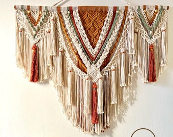 Extra Large Macrame Wall Hanging, Abstract Textile Art for Interior, Japandi Fiber Wall Art Decor, Extra Large Macrame Headboard Above Bed