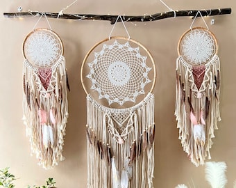 Boho dreamcatcher, native dreamcatcher, boho home decor, gift for mom, quartz stone dreamcatcher, feather dreamcatcher