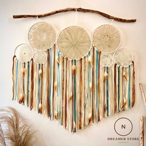 Boho dreamcatcher, native dreamcatcher, boho home decor, gift for mom, quartz stone dreamcatcher, feather dreamcatcher