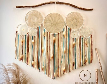 Boho dreamcatcher, native dreamcatcher, boho home decor, gift for mom, quartz stone dreamcatcher, feather dreamcatcher