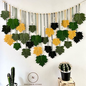Maple macrame decoration for living room, bedroom, dining room, aple macrame hanging on the wall, window, bookshelf
