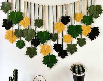 Maple macrame decoration for living room, bedroom, dining room, aple macrame hanging on the wall, window, bookshelf