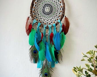 Natural Crystal quartz Hand-made Dreamcatcher Wind chime,Crystal Quartz,Gravel wind bell,Crystal healing, Home Decor,Energy Crystal gift