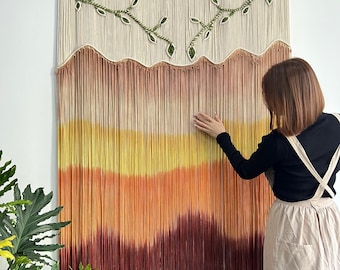 Makramee Vorhang, Moderne Wandkunst, Türvorhang, Fenster Makramee, Bauernhaus Dekor, Schlafzimmer Volant, Boho Wandteppich, Einweihungsgeschenk