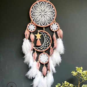 Boho dreamcatcher, native dreamcatcher, boho home decor, gift for mom, quartz stone dreamcatcher, feather dreamcatcher