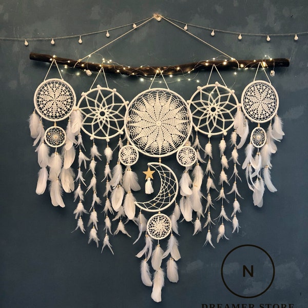 Dreamcatcher moon and stars hanging over the bed, Large Dream Catcher, Dream Catcher Wall Hanging, Giant Dream Catcher, Dream catcher