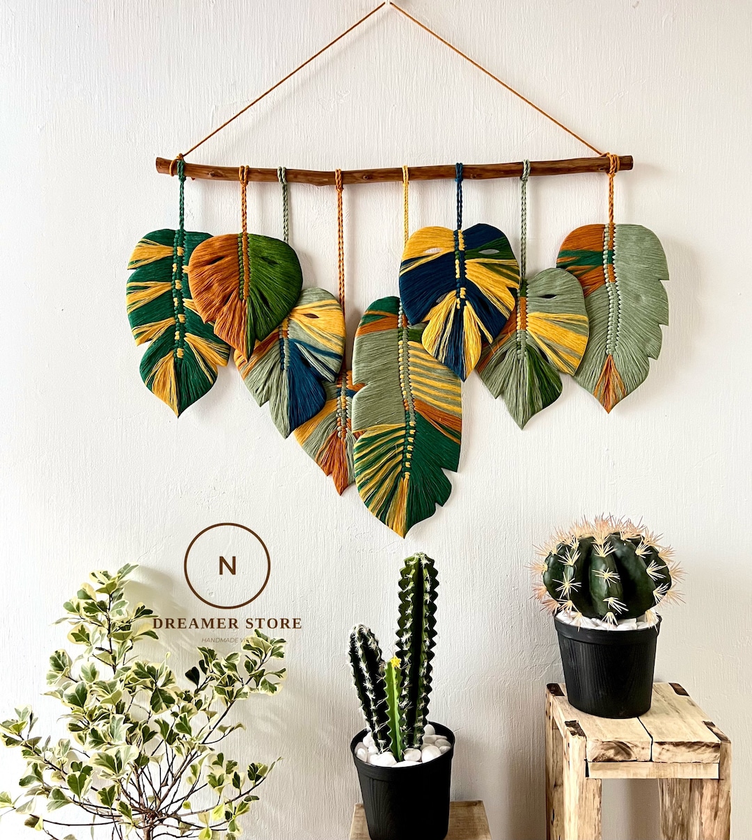 Boho Macrame Wall Hanging Natural Wood Stick, Home Decor for a Rustic ...