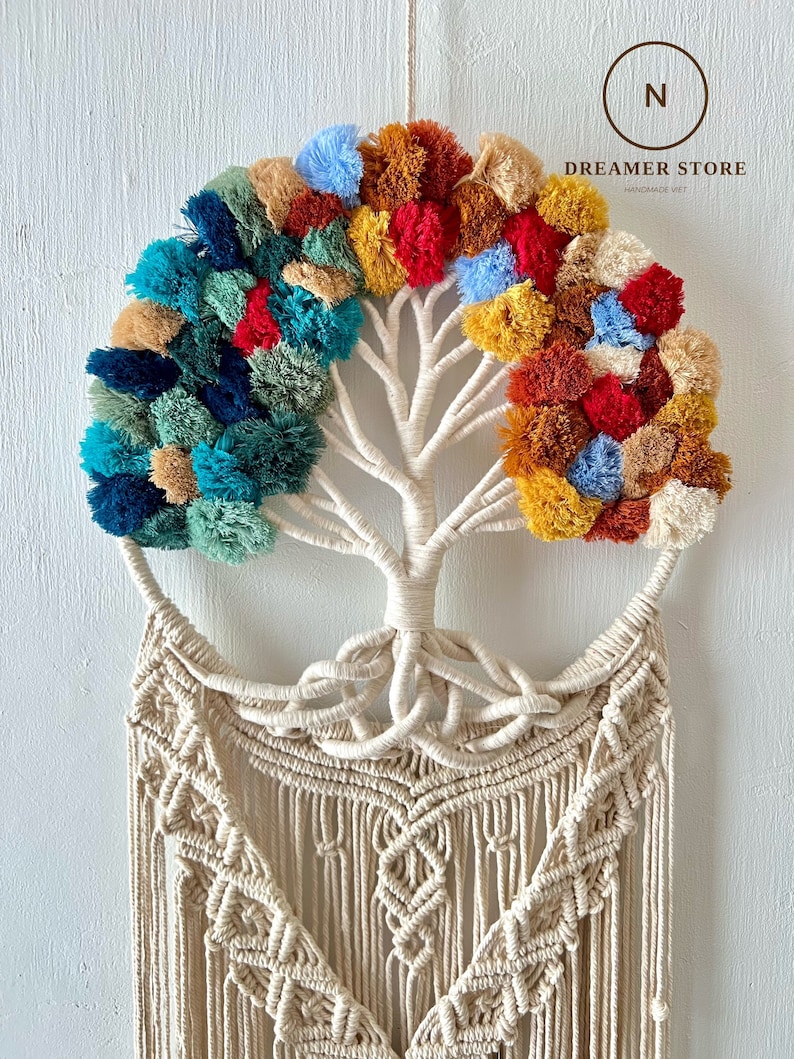 Tree Branch Macrame Rustic Handmade Macrame Tree of Life, Tree of Life Macrame Wall Hanging ...
