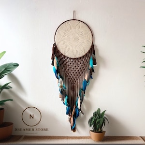 Boho dreamcatcher, native dreamcatcher, boho home decor, gift for mom, quartz stone dreamcatcher, feather dreamcatcher