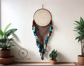 Boho dreamcatcher, native dreamcatcher, boho home decor, gift for mom, quartz stone dreamcatcher, feather dreamcatcher