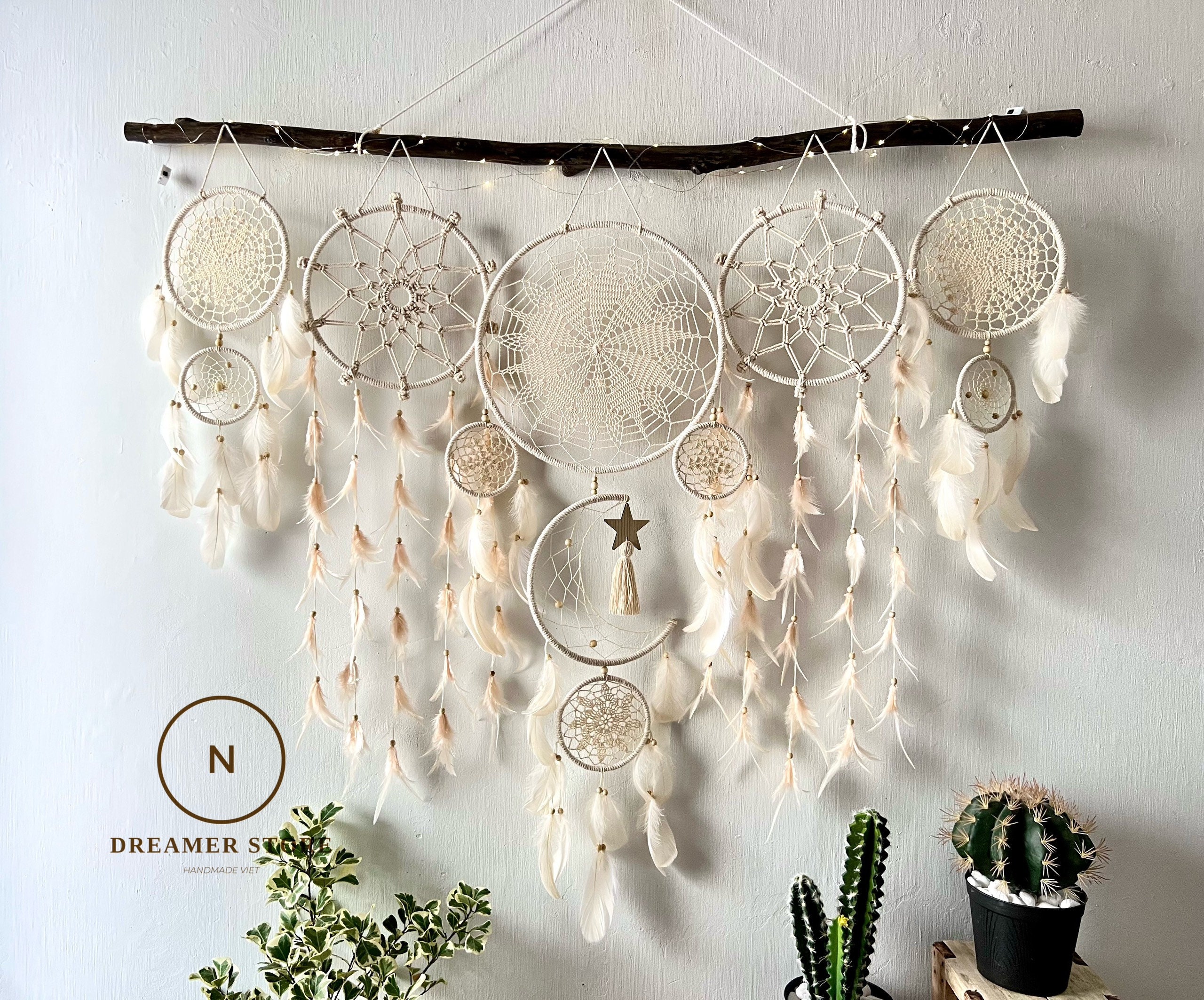 Dreamcatcher Moon and Stars Hanging Over the Bed, Large Dream