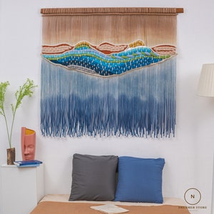 Large boho wall decor Tapestry mountain art Macrame Yarn wall hanging wall art farmhouse living room bedroom entryway wall decor