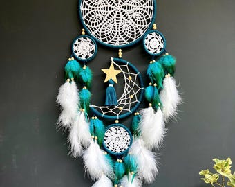 Boho dreamcatcher, native dreamcatcher, boho home decor, gift for mom, quartz stone dreamcatcher, feather dreamcatcher