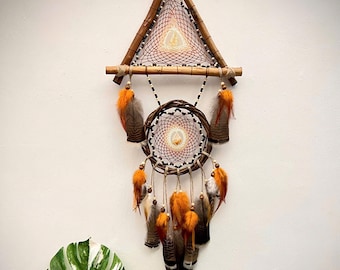 Natural Crystal quartz Hand-made Dreamcatcher Wind chime,Crystal Quartz,Gravel wind bell,Crystal healing, Home Decor,Energy Crystal gift