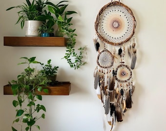 Boho Dreamcatcher Wall Hanging – Headboard & Bedroom Decor, Handmade Gift for Christmas, Holidays, Bohemian Lovers