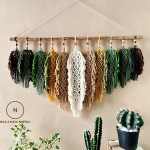 Rustic handmade leaves hanging on the wall, macrame feather wall hanging, gift for mom, home decoration, nursery decoration, macrame wall
