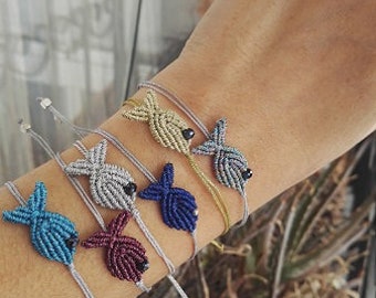 Macrame fish bracelet friendship bracelet beach bracelet, bridesmaid gift for her,