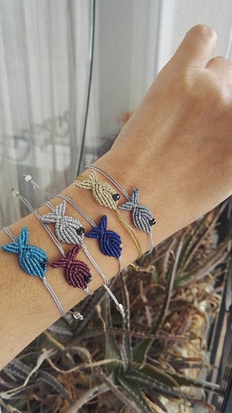 Macrame Fish Bracelet Friendship Bracelet Beach Bracelet 