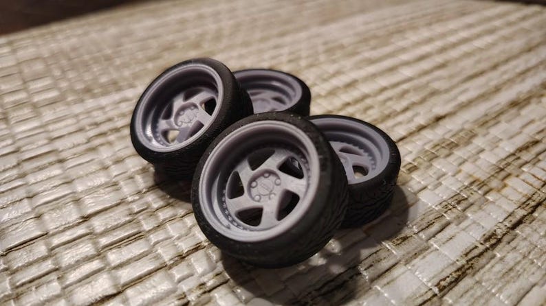 Miniature Stance Rims 1/24 1/25 Scale 20 Inch STAGGERED OFFSET Rotiform TMB Wheels/tires ...