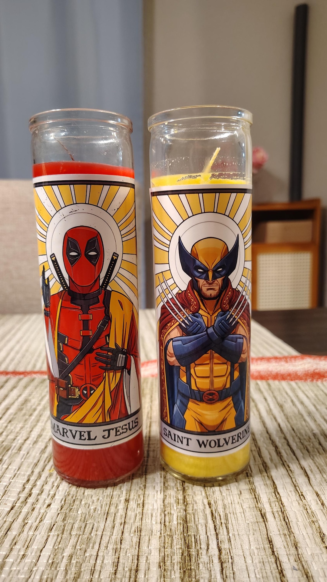 Set of Deadpool Marvel Jesus & Saint Wolverine Prayer Candle Parody - Etsy