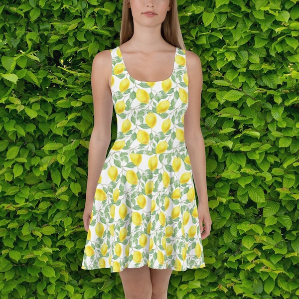 Lemon and Floral Skater Spring and Summer Soft Comfy Dress