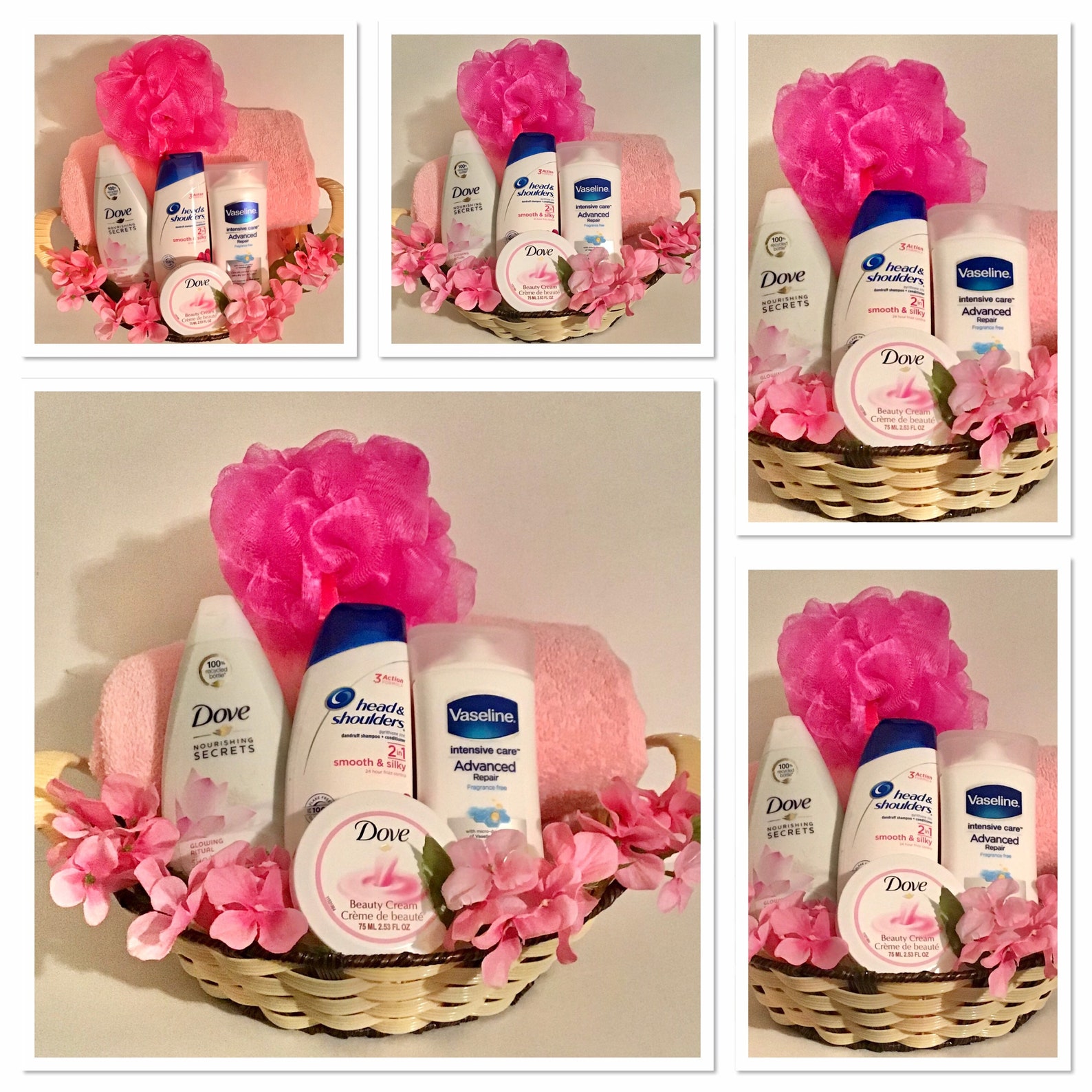 Womens Spa Relaxation Gift Basket Dove, Vaseline, Head & Shoulders