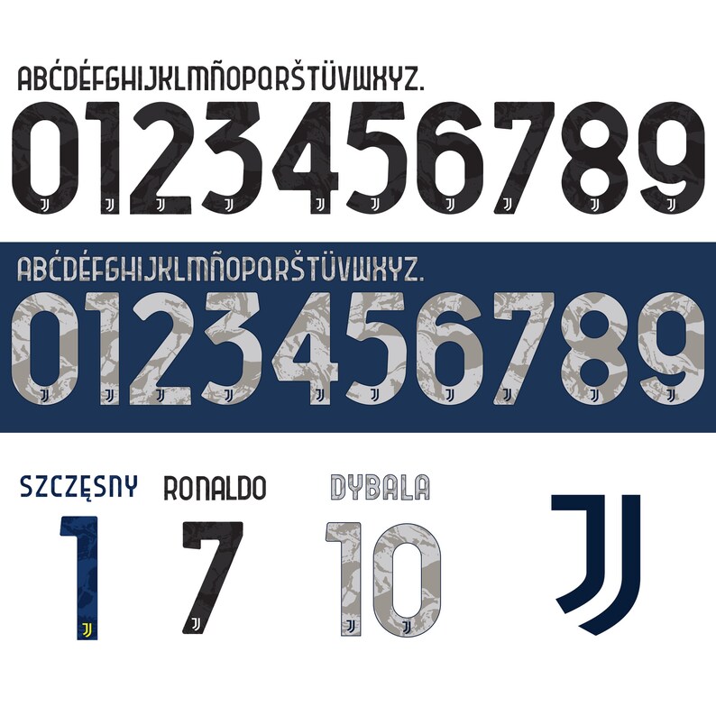 Juventus 2020 font Alphabet SVG cutting kit vector file Ai | Etsy