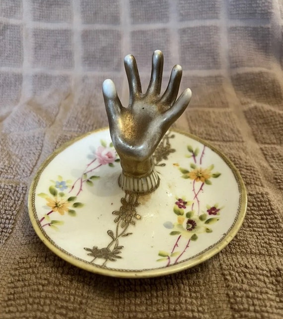 Vintage Nippon Hand Painted Porcelain Ring Holder - image 1