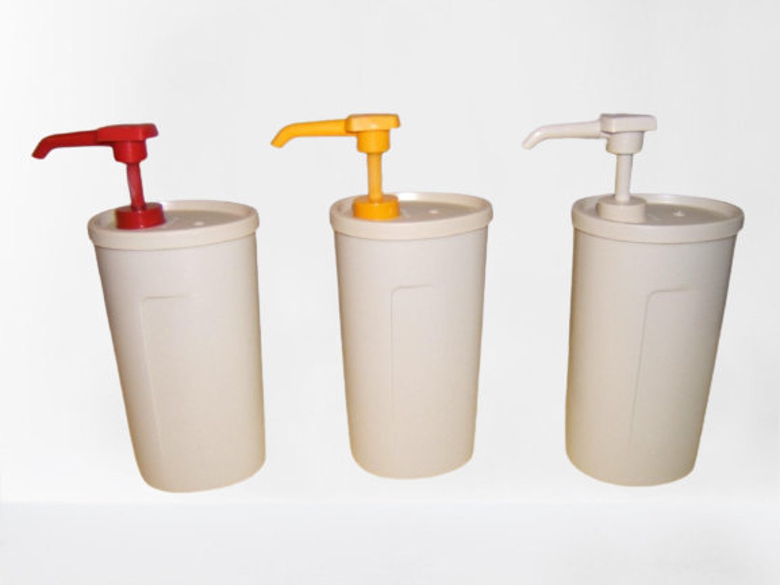 Vintage Tupperware Almond Ketchup Mustard Mayo Pump Dispensers Etsy