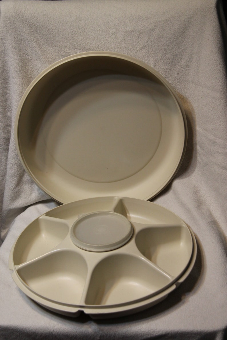 Vintage Tupperware Veggie Storage Tray Keeper Almond Divided Etsy