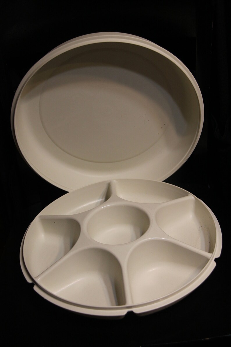 Vintage Tupperware Veggie Storage Tray Keeper Almond Divided Etsy