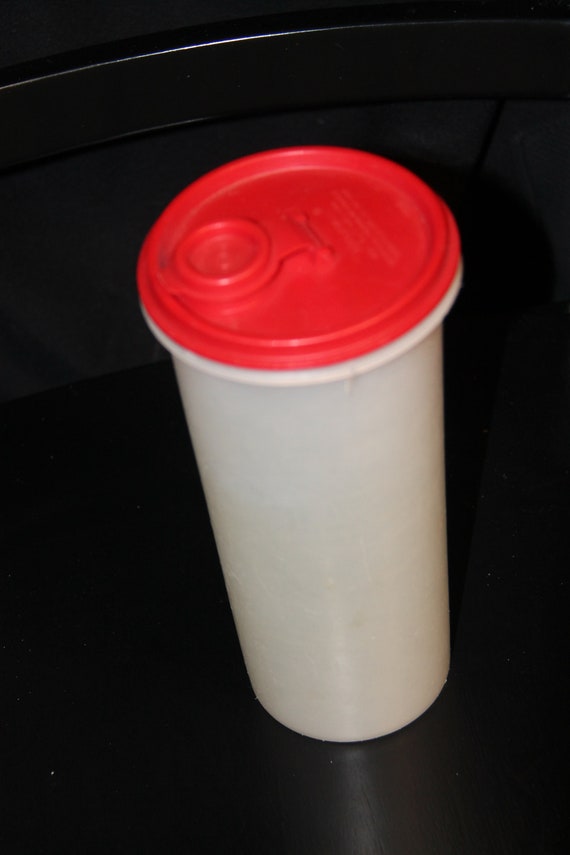 Tupperware Slimline Container Tall Red and Sheer Round Etsy