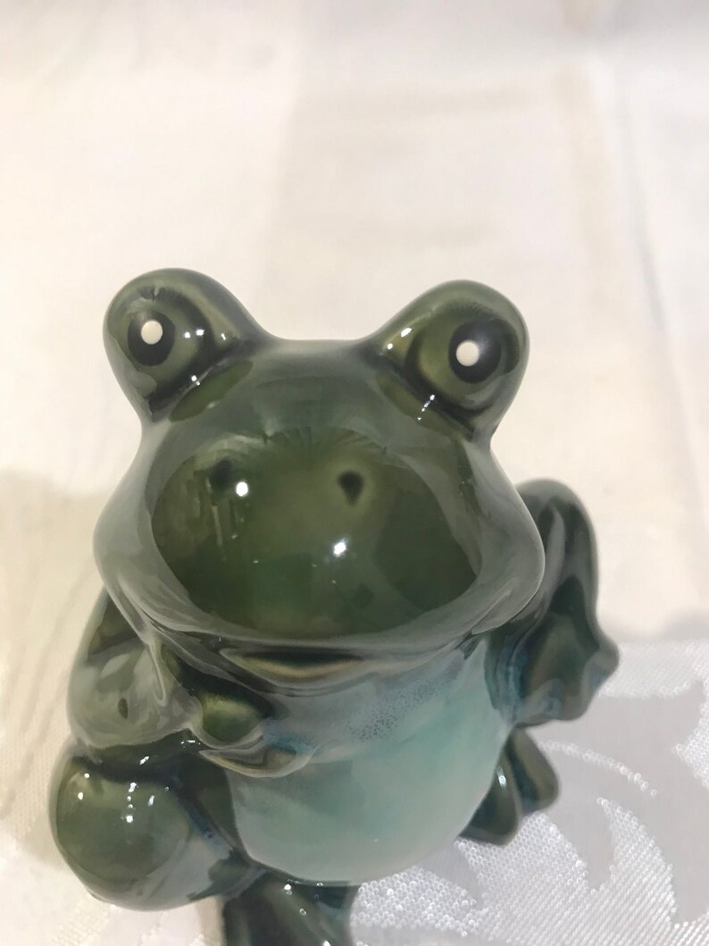 NEW Collectible Frogs Garden Frogs Green Glazed Ceramic Frog Etsy