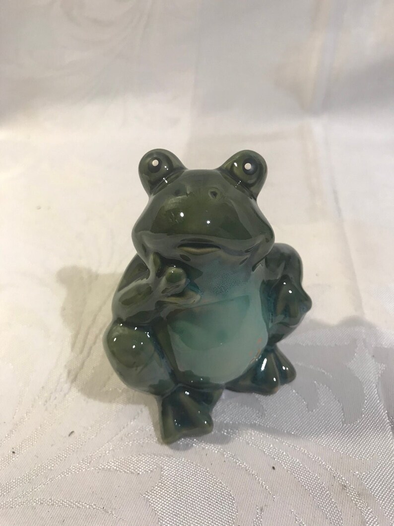 NEW Collectible Frogs Garden Frogs Green Glazed Ceramic Frog Etsy