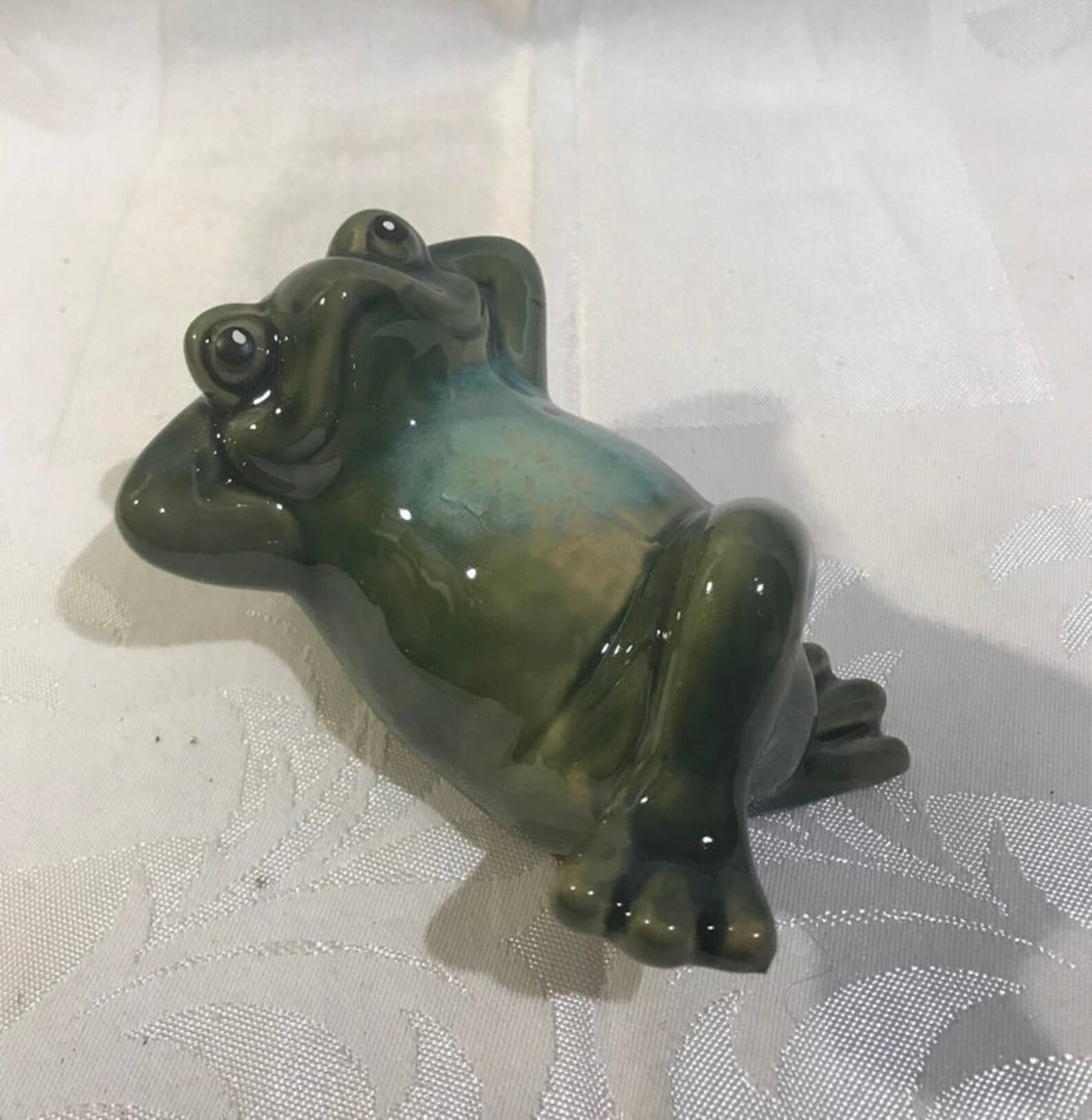 Collectible Frogs Garden Frogs Green Glazed Ceramic Frog Etsy
