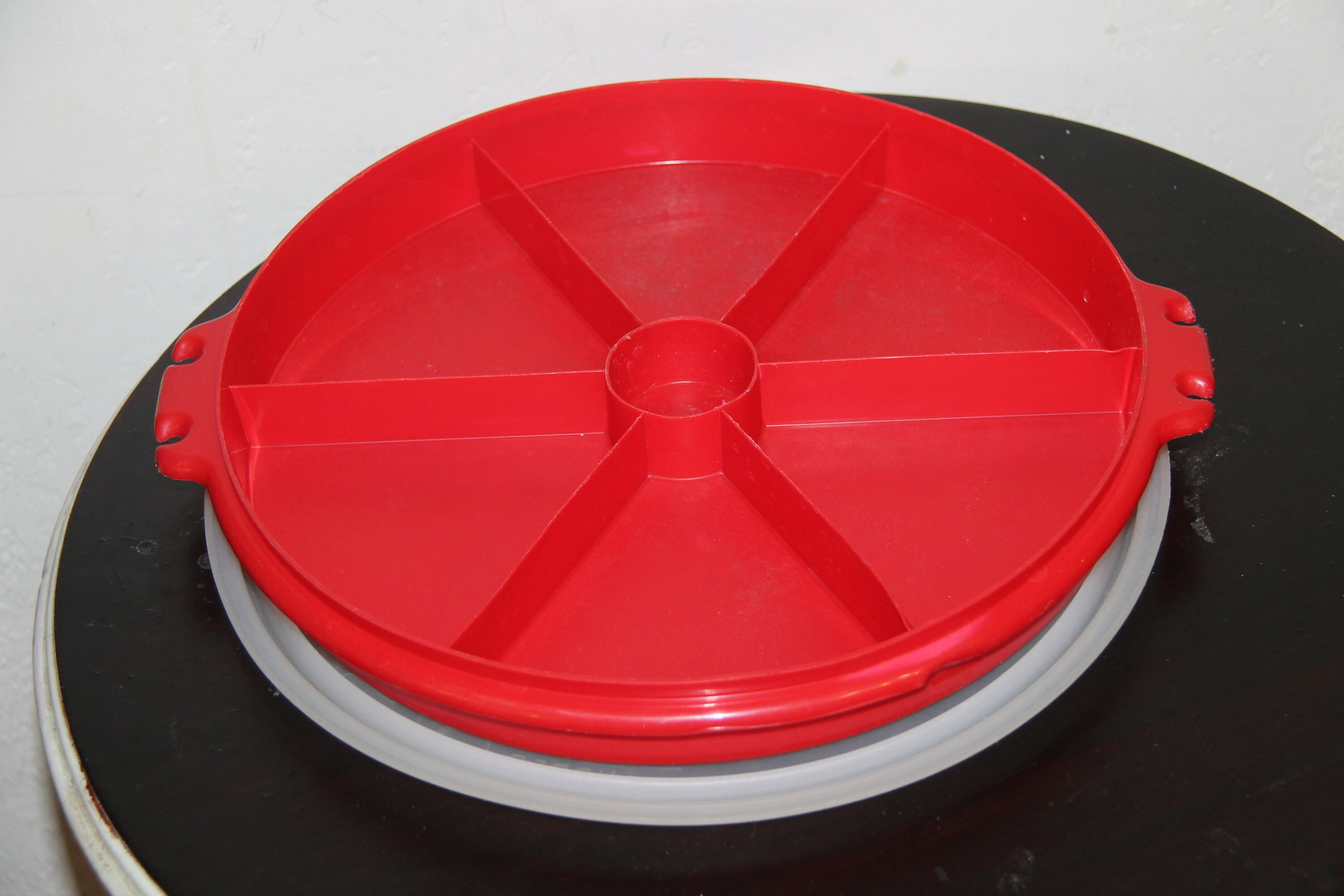 Vintage Tupperware Divided Round Serving Party Tray Red Etsy