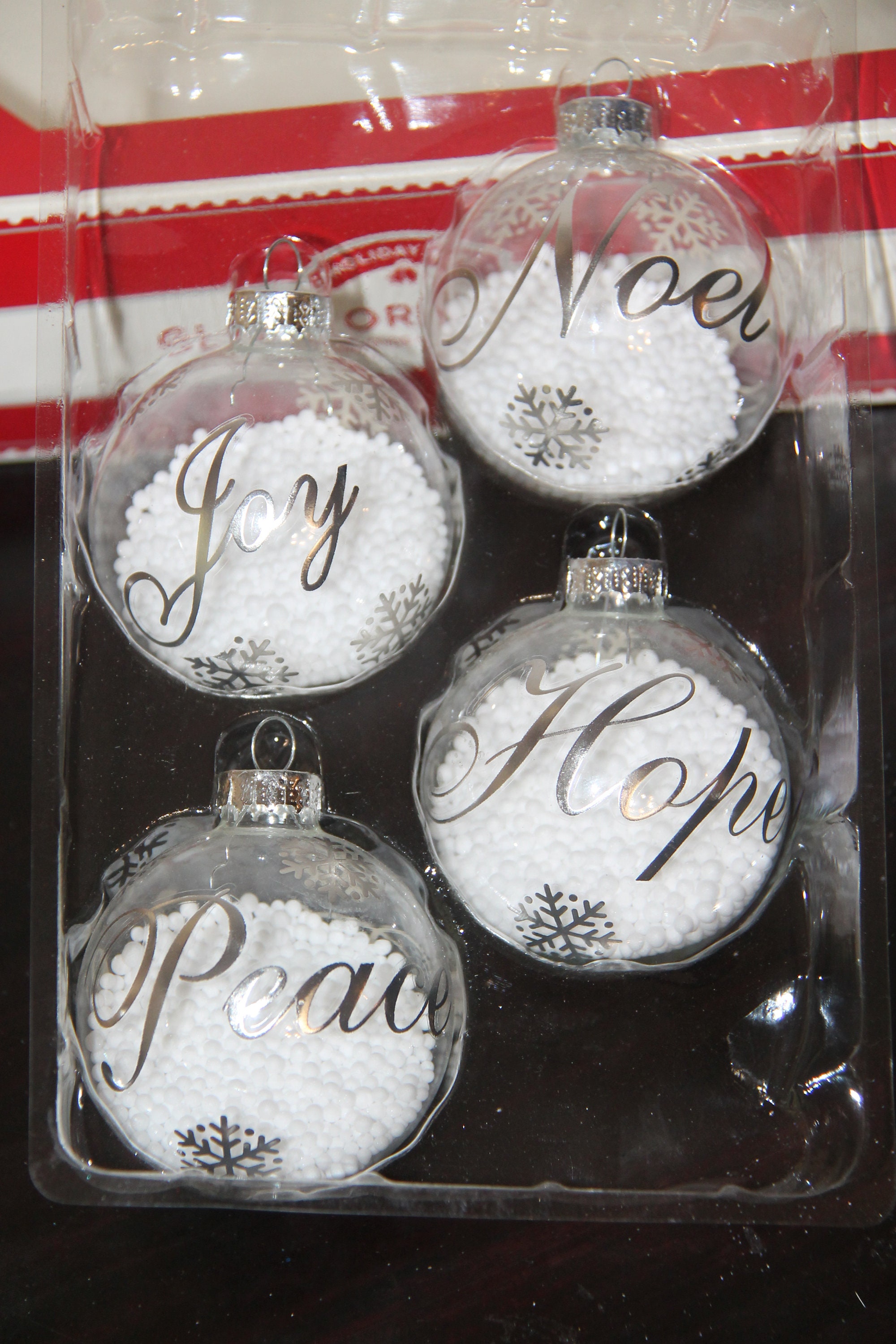 Holiday Time Glass Ornaments Snowball Ornaments Noel Joy Hope Etsy