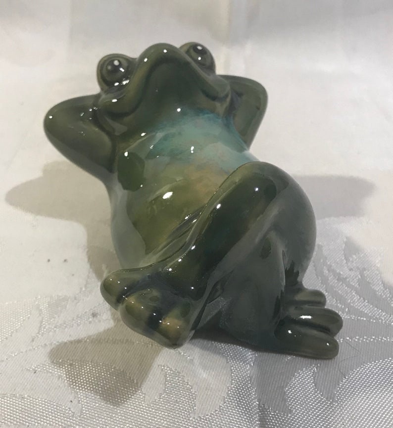 Collectible Frogs Garden Frogs Green Glazed Ceramic Frog Etsy