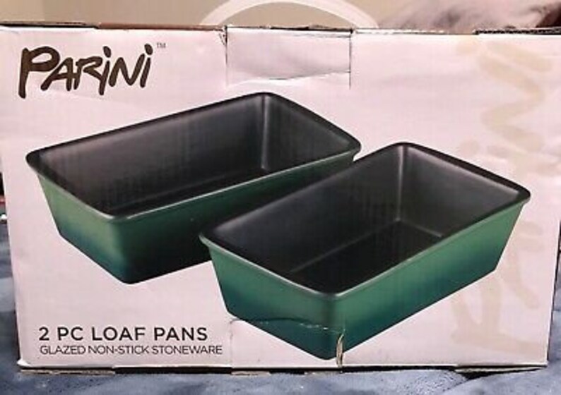 NIB Parini 2Piece Loaf Pans Glazed NonStick StonewareGreen Etsy